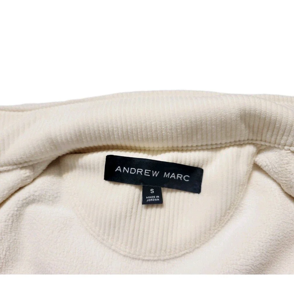 Andrew Marc Women's Ribbed Full Zip Jacket Mock Neck Cream Size S Midweight NWT